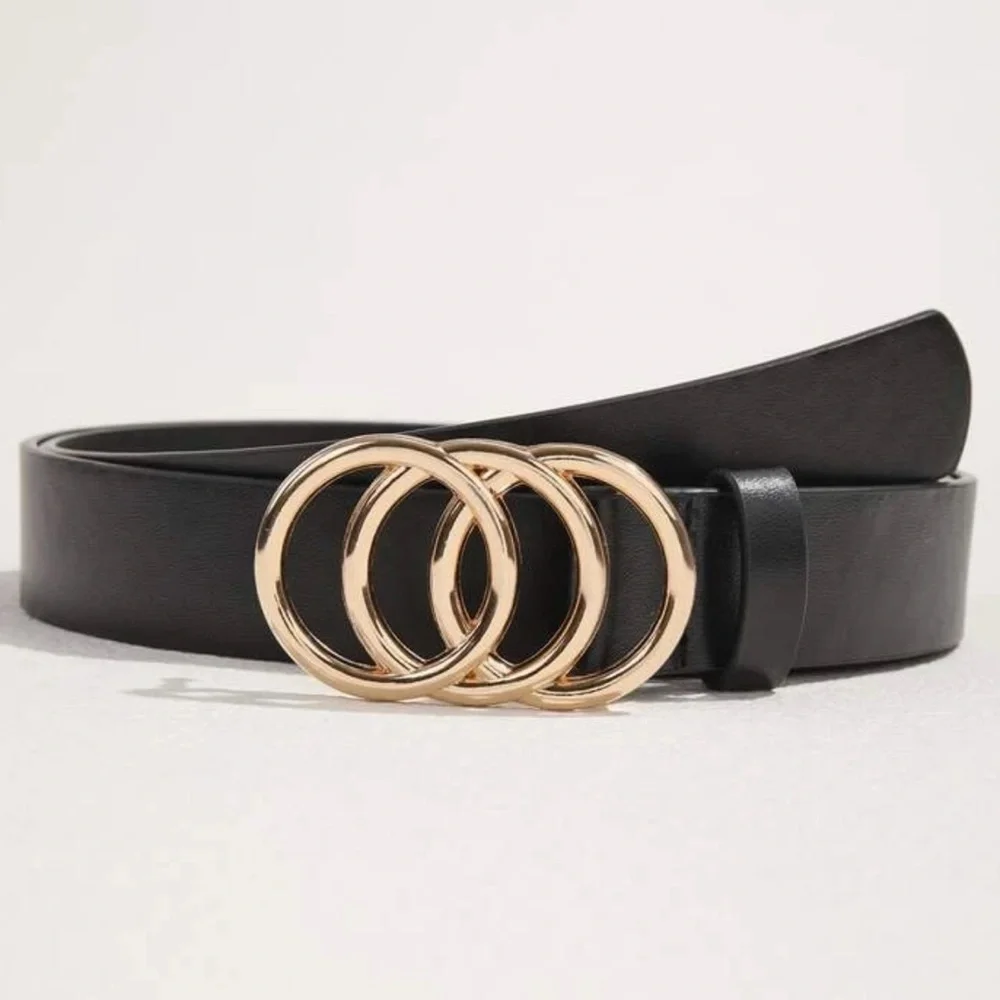 NEW| Women’s Triple Ring PU Leather Buckle Belt